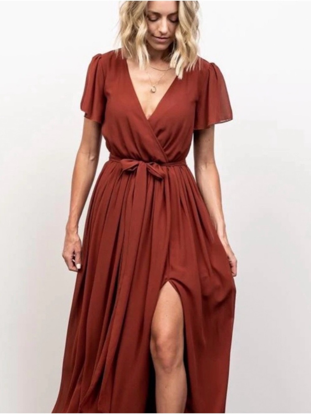 NWT Baltic Born Rust Kristina Wrap Maxi Dress with Tie Waist XL